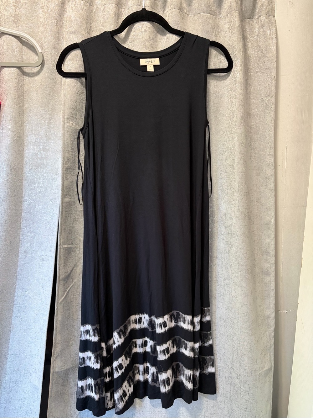 Style & Co. Black Maxi Dress with White Tie-Dye Hem